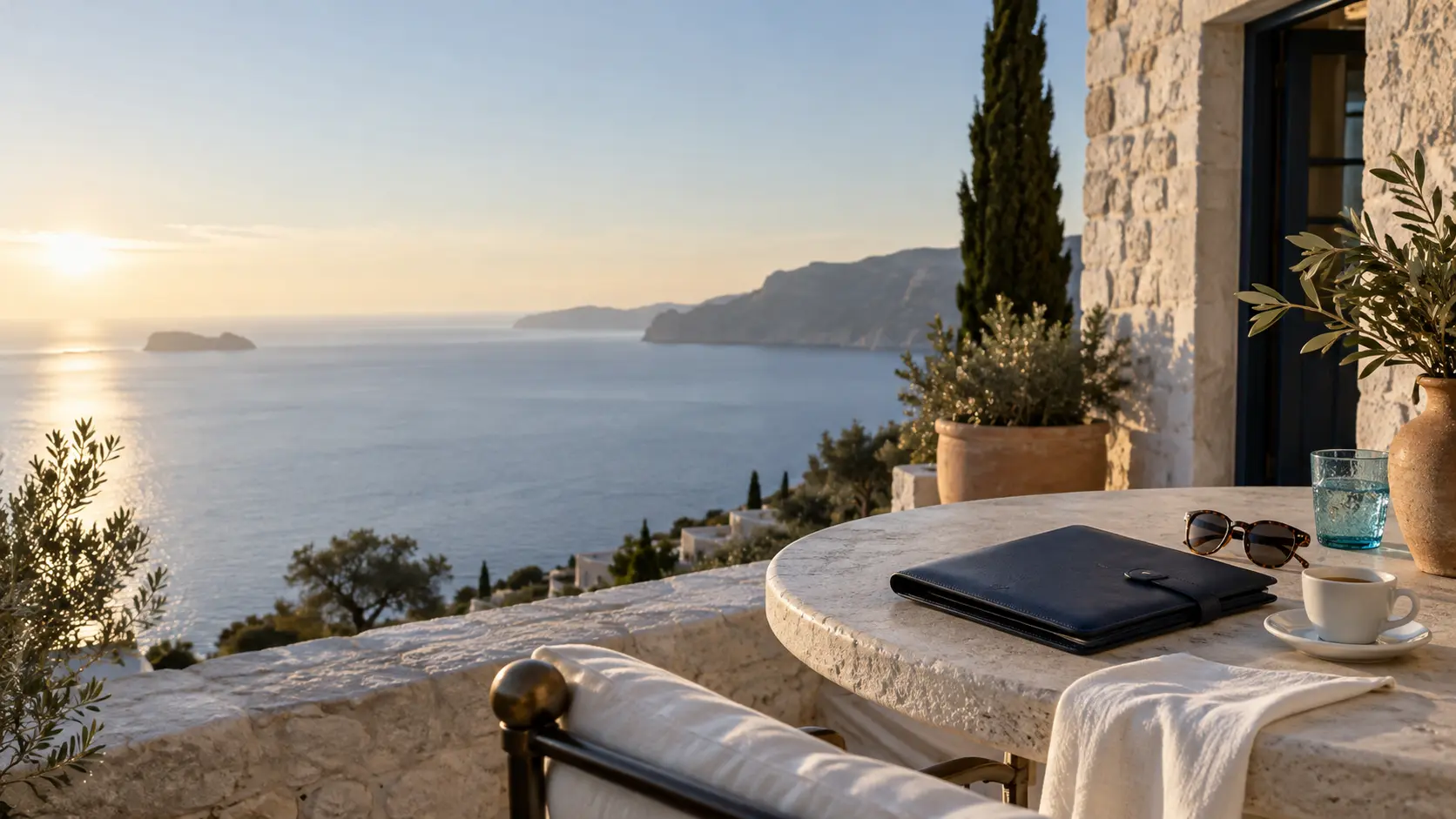 Private Mediterranean terrace representing individual concierge membership